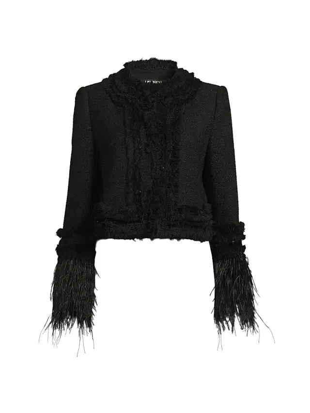 Ungaro Women's Dune Sequined Feather-Trimmed Blazer - Black
