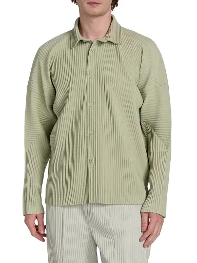 Homme Plissé Issey Miyake Men's Monthly Colors: October Pleated Shirt - Wavellite Green | Thumbnail 3