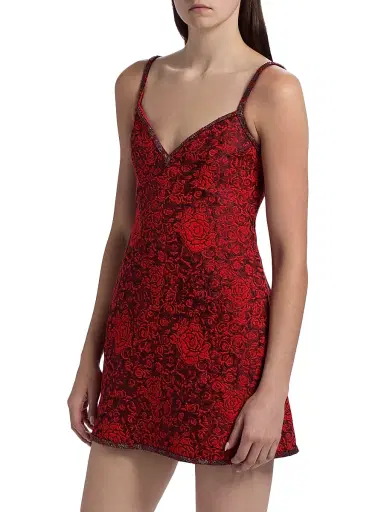 Saloni Women's Boa-B Floral Sleeveless Brocade Minidress - Scarlet Rose | Thumbnail 4 Saloni Women's Boa-B Floral Sleeveless Brocade Minidress - Scarlet Rose | Thumbnail 4