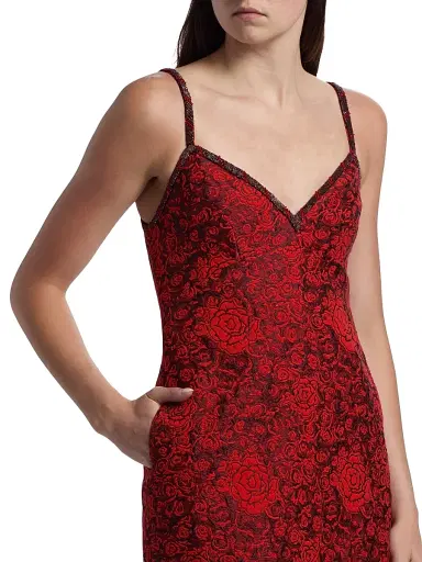 Saloni Women's Boa-B Floral Sleeveless Brocade Minidress - Scarlet Rose | Thumbnail 6 Saloni Women's Boa-B Floral Sleeveless Brocade Minidress - Scarlet Rose | Thumbnail 6