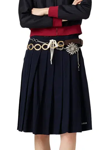 Miu Miu Women's Pleated Garment-Dyed Jersey Skirt - Blue - Size Medium | Thumbnail 2