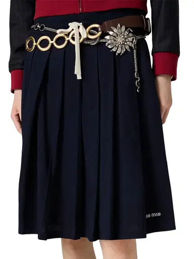 Miu Miu Women's Pleated Garment-Dyed Jersey Skirt - Blue - Size Medium | Thumbnail 4