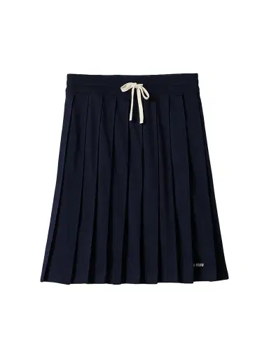 Miu Miu Women's Pleated Garment-Dyed Jersey Skirt - Blue - Size Medium | Thumbnail 1