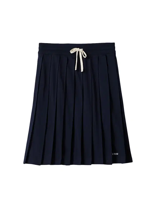 Women's Pleated Garment-Dyed Jersey Skirt - Blue