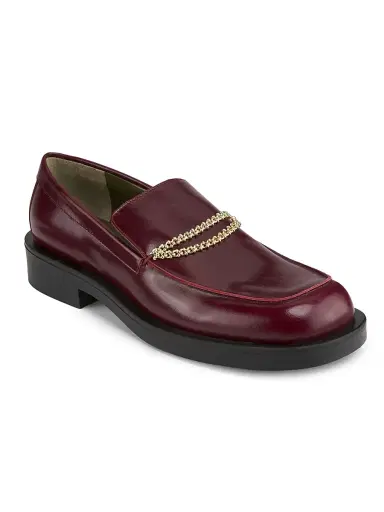 Maria Luca Women's Noemi Leather Chain Loafers - Dark Red - Size 10 | Thumbnail 2