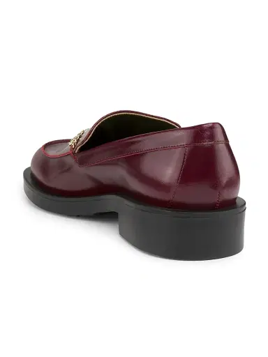 Maria Luca Women's Noemi Leather Chain Loafers - Dark Red - Size 10 | Thumbnail 3