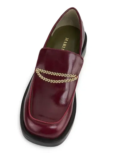 Maria Luca Women's Noemi Leather Chain Loafers - Dark Red - Size 10 | Thumbnail 4