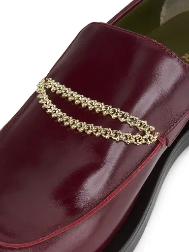 Maria Luca Women's Noemi Leather Chain Loafers - Dark Red - Size 10 | Thumbnail 5
