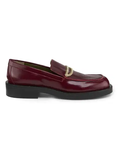 Maria Luca Women's Noemi Leather Chain Loafers - Dark Red - Size 10 | Thumbnail 1