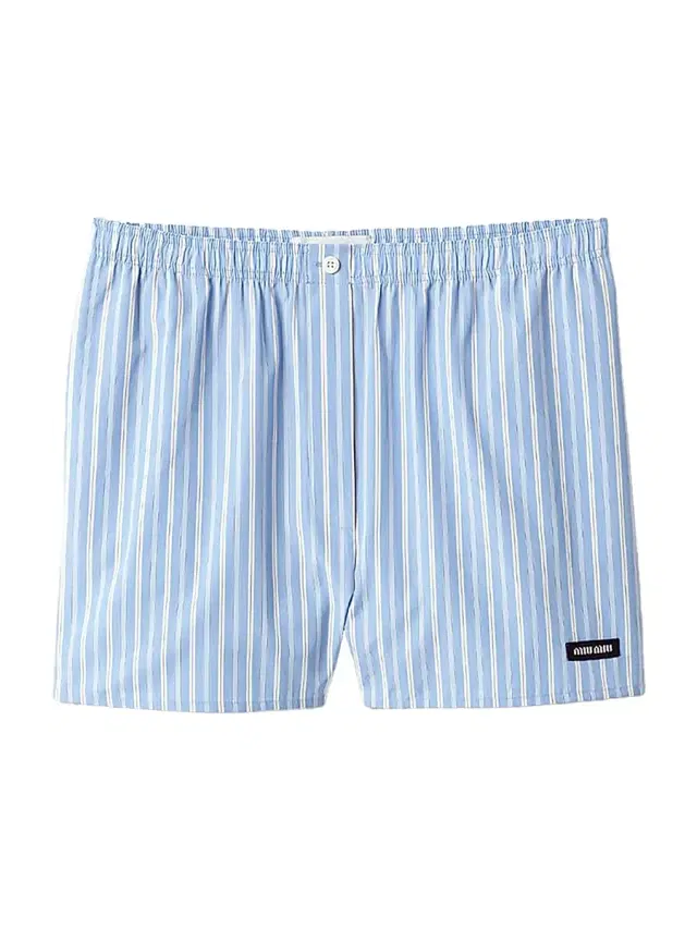 Women's Striped Poplin Boxer Shorts - Blue