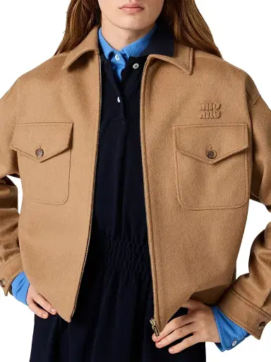 Miu Miu Women's Bonded Camel Hair Blouson Jacket - Brown | Thumbnail 4