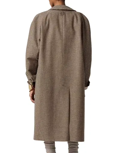 Miu Miu Women's Reversible Single-Breasted Twill and Houndstooth Check Trench Coat - Beige Khaki - Size 4 | Thumbnail 3 Miu Miu Women's Reversible Single-Breasted Twill and Houndstooth Check Trench Coat - Beige Khaki - Size 4 | Thumbnail 3
