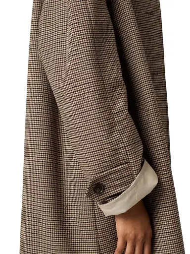 Miu Miu Women's Reversible Single-Breasted Twill and Houndstooth Check Trench Coat - Beige Khaki - Size 4 | Thumbnail 6 Miu Miu Women's Reversible Single-Breasted Twill and Houndstooth Check Trench Coat - Beige Khaki - Size 4 | Thumbnail 6