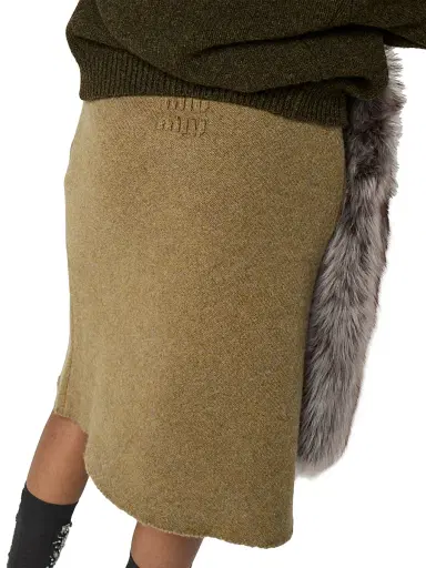 Miu Miu Women's Wool Knit Skirt - Green | Thumbnail 6