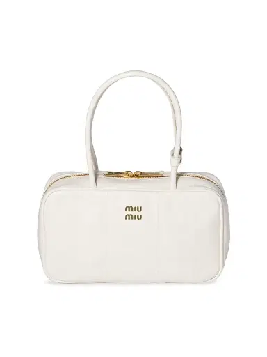 Miu Miu Women's Beau Ayers Leather Top Handle Bag - White | Thumbnail 9 Miu Miu Women's Beau Ayers Leather Top Handle Bag - White | Thumbnail 9