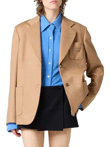 Miu Miu Women's Single-Breasted Camel Hair Jacket - Brown - Size 4 | Thumbnail 2