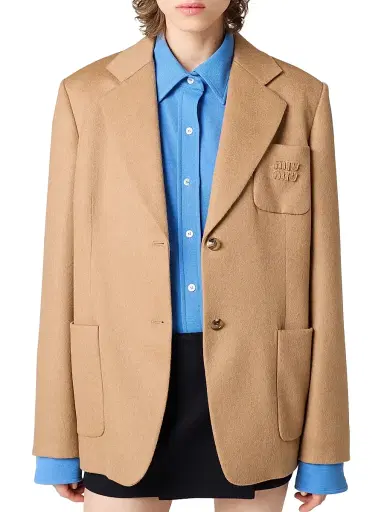 Miu Miu Women's Single-Breasted Camel Hair Jacket - Brown - Size 4 | Thumbnail 4