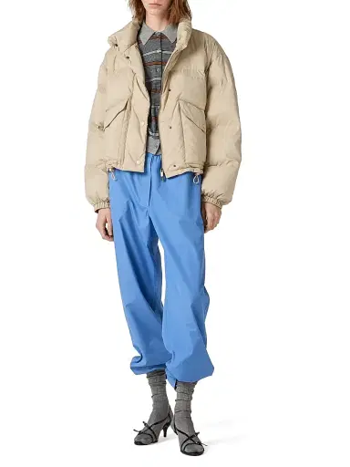 Miu Miu Women's Technical Pongé Down Jacket - Beige Khaki - Size 8 | Thumbnail 5 Miu Miu Women's Technical Pongé Down Jacket - Beige Khaki - Size 8 | Thumbnail 5