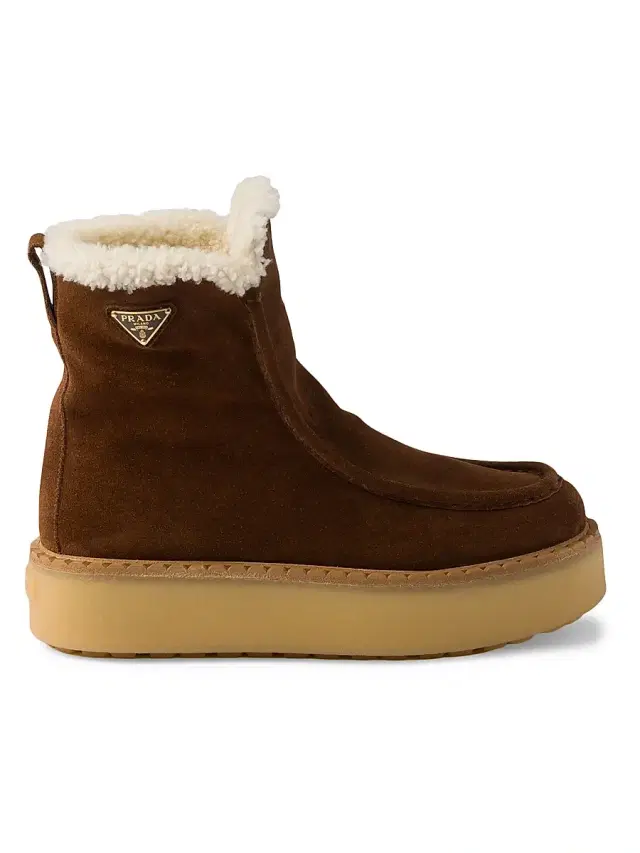Women's Suede and Shearling Booties - Brown