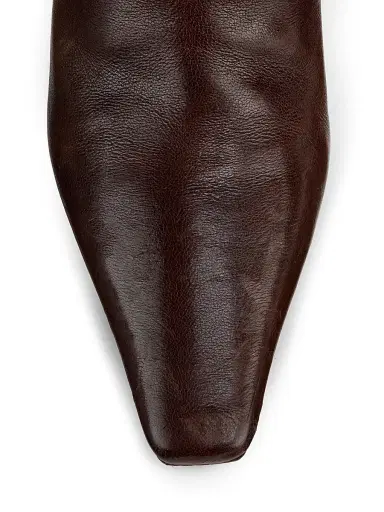 Brunello Cucinelli Women's Leather 80MM Curved Monili Heel Boots - Dark Brown - Size 11 | Thumbnail 4