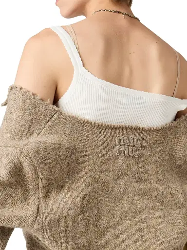 Miu Miu Women's Wool Cardigan - Beige Multi - Size 0 | Thumbnail 5