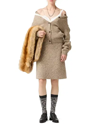 Miu Miu Women's Wool Cardigan - Beige Multi - Size 0 | Thumbnail 7