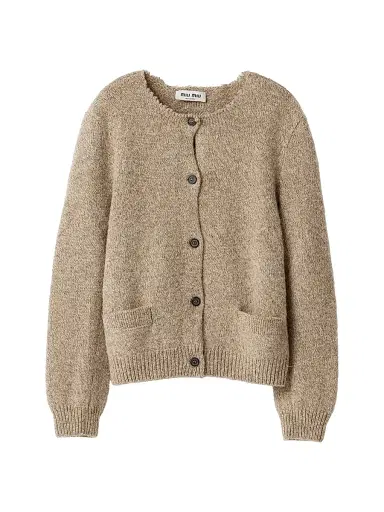 Miu Miu Women's Wool Cardigan - Beige Multi - Size 0 | Thumbnail 1