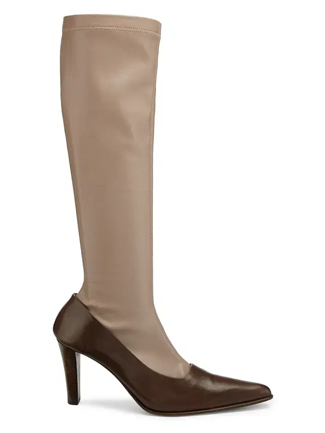 MM6 Maison Margiela Women's 0MM Mixed-Media Knee-High Boots - Black Showed Chocolate