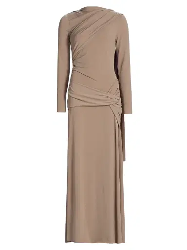 Acler Women's Catherinson Gathered Knit Maxi Dress - Oat Latte | Thumbnail 1