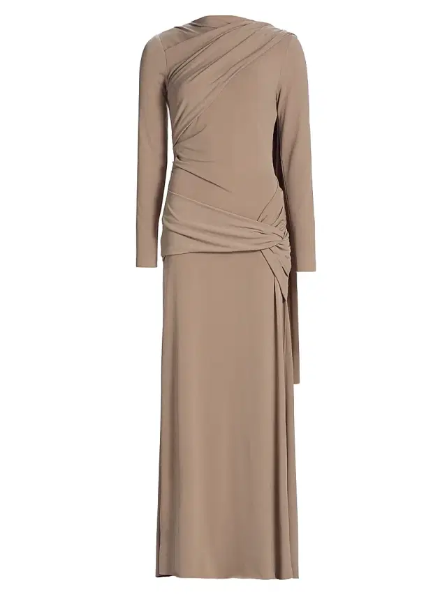 Acler Women's Catherinson Gathered Knit Maxi Dress - Oat Latte