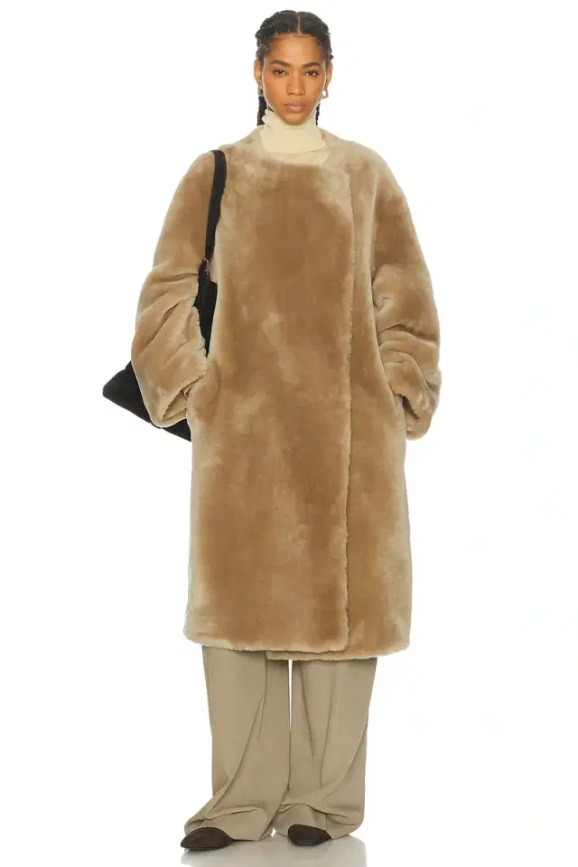 Toteme Collarless Shearling Coat
