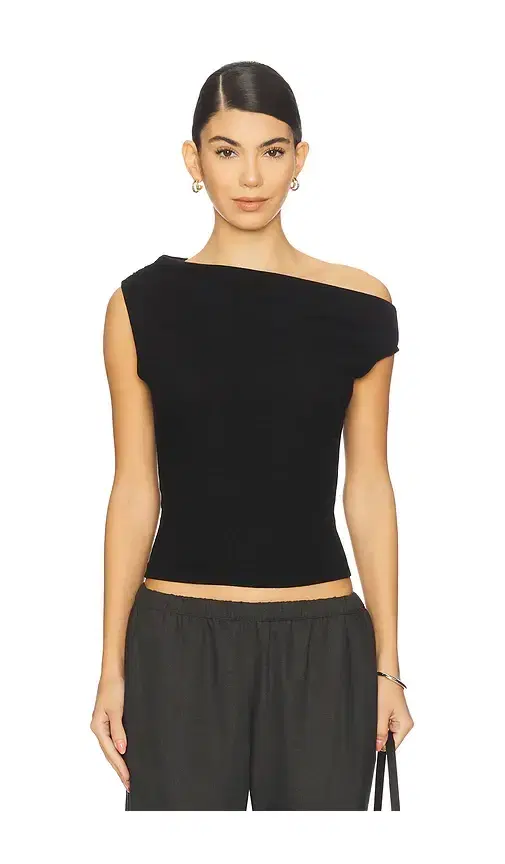 Lauren Ruched Asymmetrical Shoulder Top