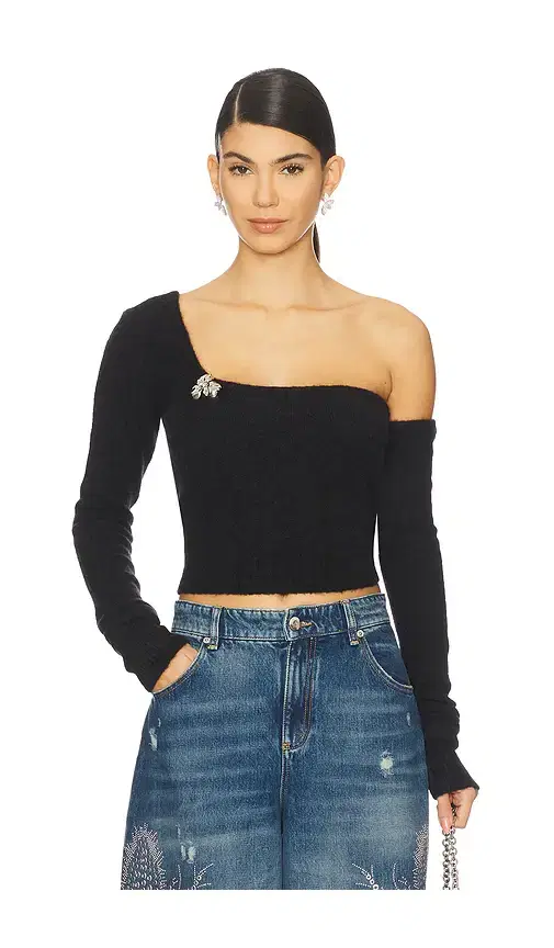 BLUMARINE One-shoulder Knit Sweater