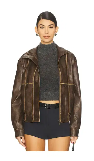 ALL THE WAYS Bella Faux Leather Bomber | Thumbnail 2