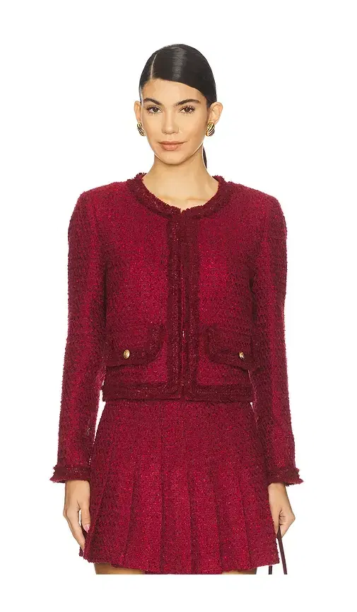 Alice + Olivia Landon Cropped Box Jacket With Trim