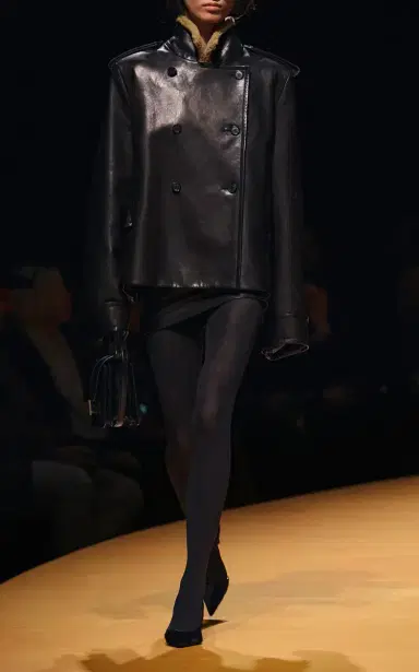 Khaite Dean Shearling-Collar Leather Jacket | Thumbnail 2