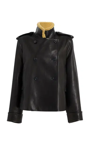 Khaite Dean Shearling-Collar Leather Jacket | Thumbnail 1