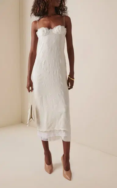 Magda Butrym Lace-Detailed Empire Waist Silk-Blend Midi Dress | Thumbnail 2