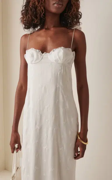 Magda Butrym Lace-Detailed Empire Waist Silk-Blend Midi Dress | Thumbnail 3
