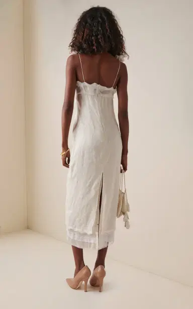 Magda Butrym Lace-Detailed Empire Waist Silk-Blend Midi Dress | Thumbnail 4