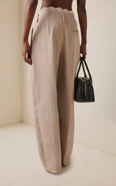 Magda Butrym Lace-Detailed Stretch-Linen Cropped Pants | Thumbnail 4 Magda Butrym Lace-Detailed Stretch-Linen Cropped Pants | Thumbnail 4
