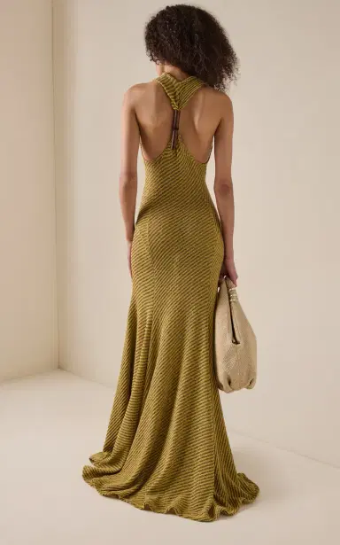 Christopher Esber Chime Wood-Detailed Chevron-Knit Maxi Dress | Thumbnail 13