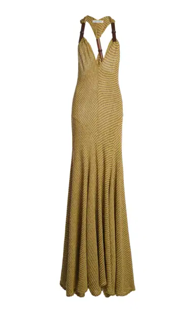 Christopher Esber Chime Wood-Detailed Chevron-Knit Maxi Dress | Thumbnail 1