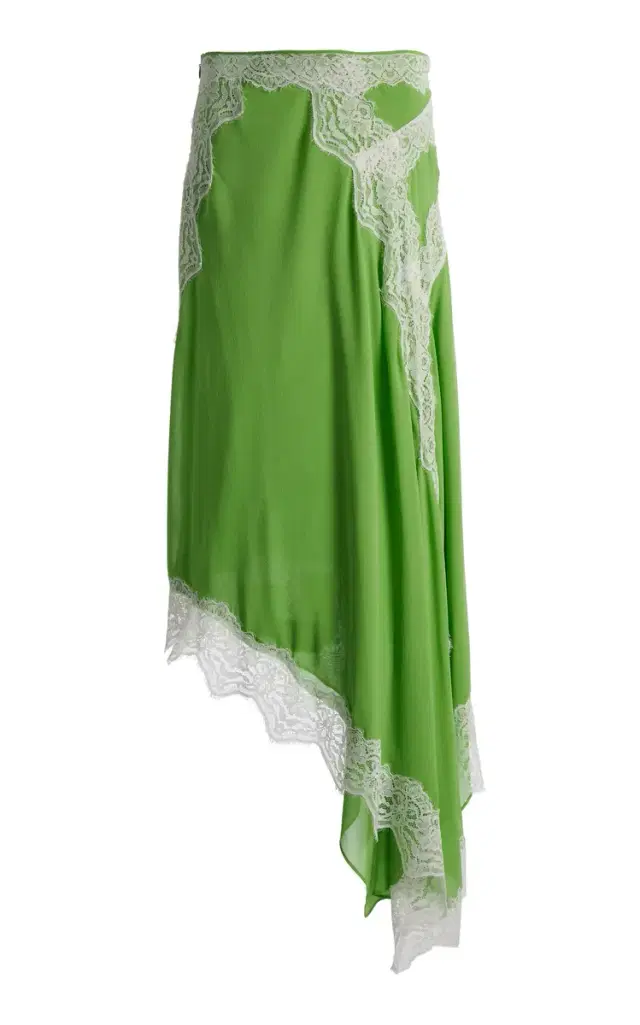Christopher Esber Verve Lace-Trimmed Silk Midi Skirt