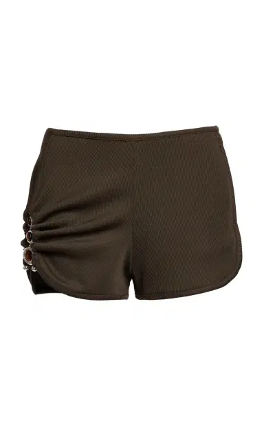 Christopher Esber Crystal Droplet Jersey Shorts - Grey | Thumbnail 1