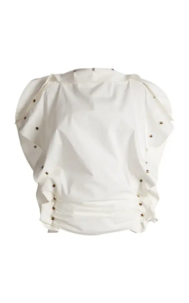 Christopher Esber Stone Asymmetric Cotton-Poplin Blouse