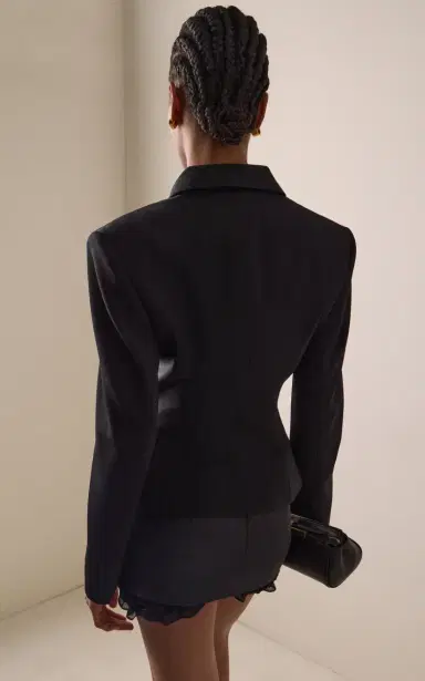 Magda Butrym Cropped Double-Breasted Silk Blazer | Thumbnail 4