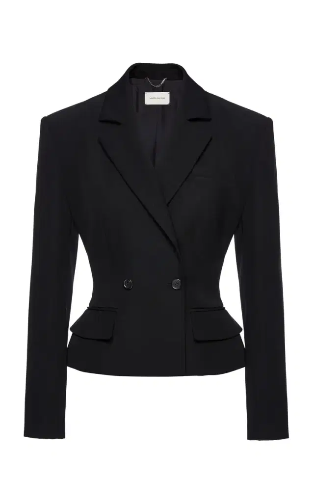 Cropped Double-Breasted Silk Blazer