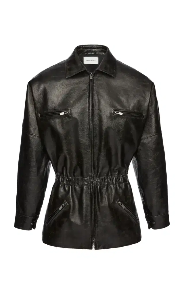 Magda Butrym Cinched-Waist Leather Jacket