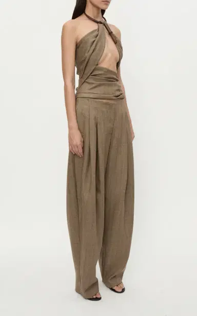 Christopher Esber Wood-Detailed Draped Wool Herringbone Top | Thumbnail 6
